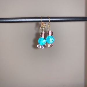 Lavender Blue Beaded Earrings